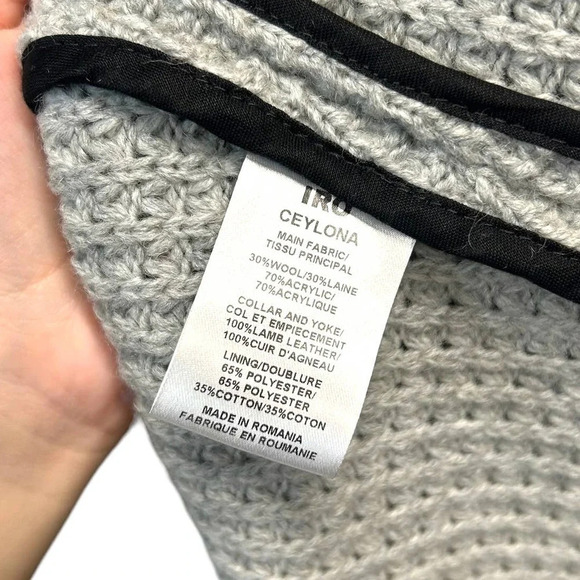 IRO Ceylona Blazer Jacket Leather Trimmed Gray‎ Size 38 US 6 - Picture 9 of 10